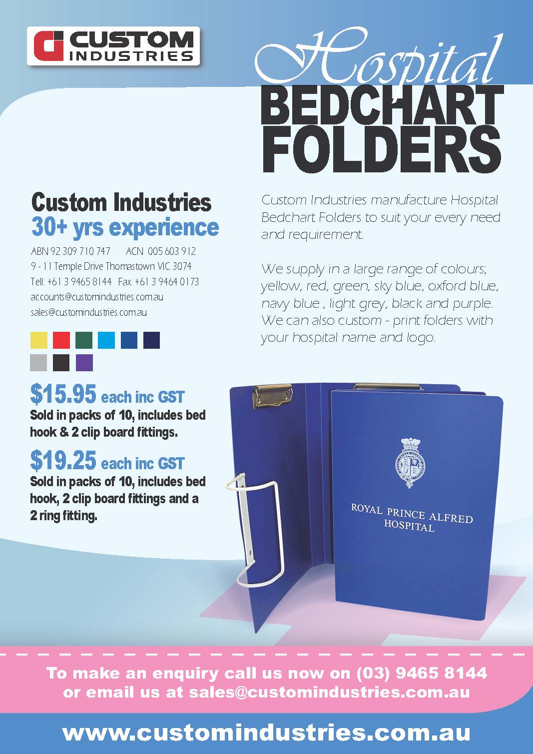 Hospital Bed Chart Folders